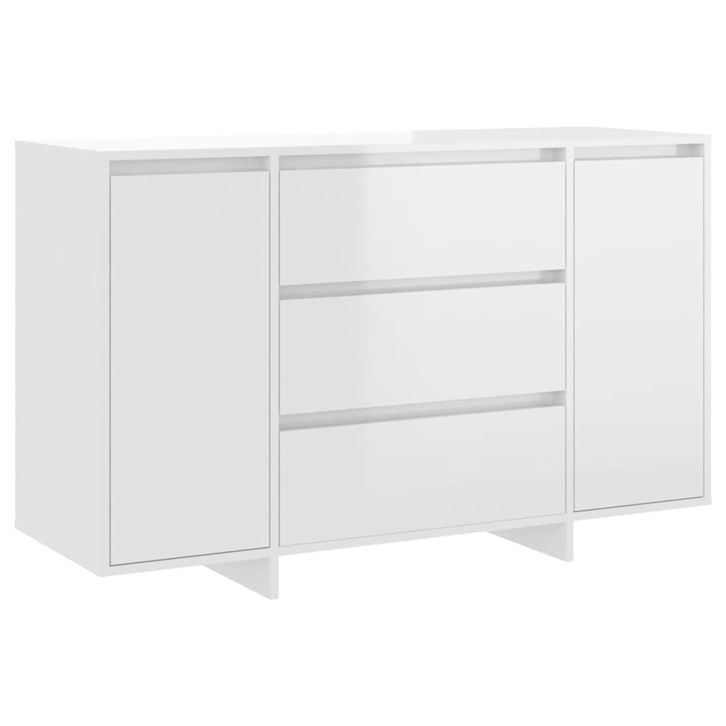 Puhvetkapp 3 sahtliga, kõrgläikega must 120x41x75 cm, tehispuit