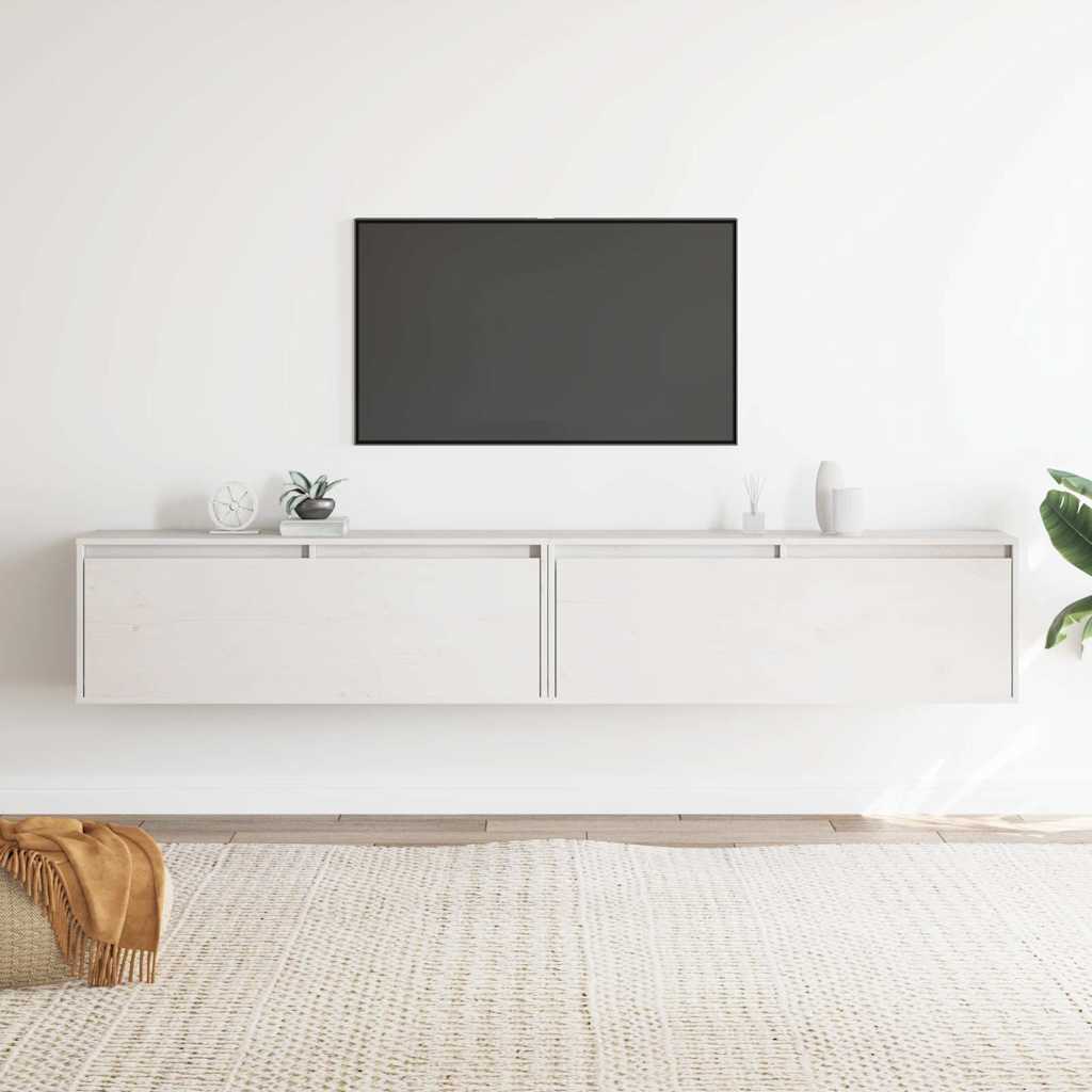 Seinakapid, 2 tk, valge, 100x30x35 cm, männipuit