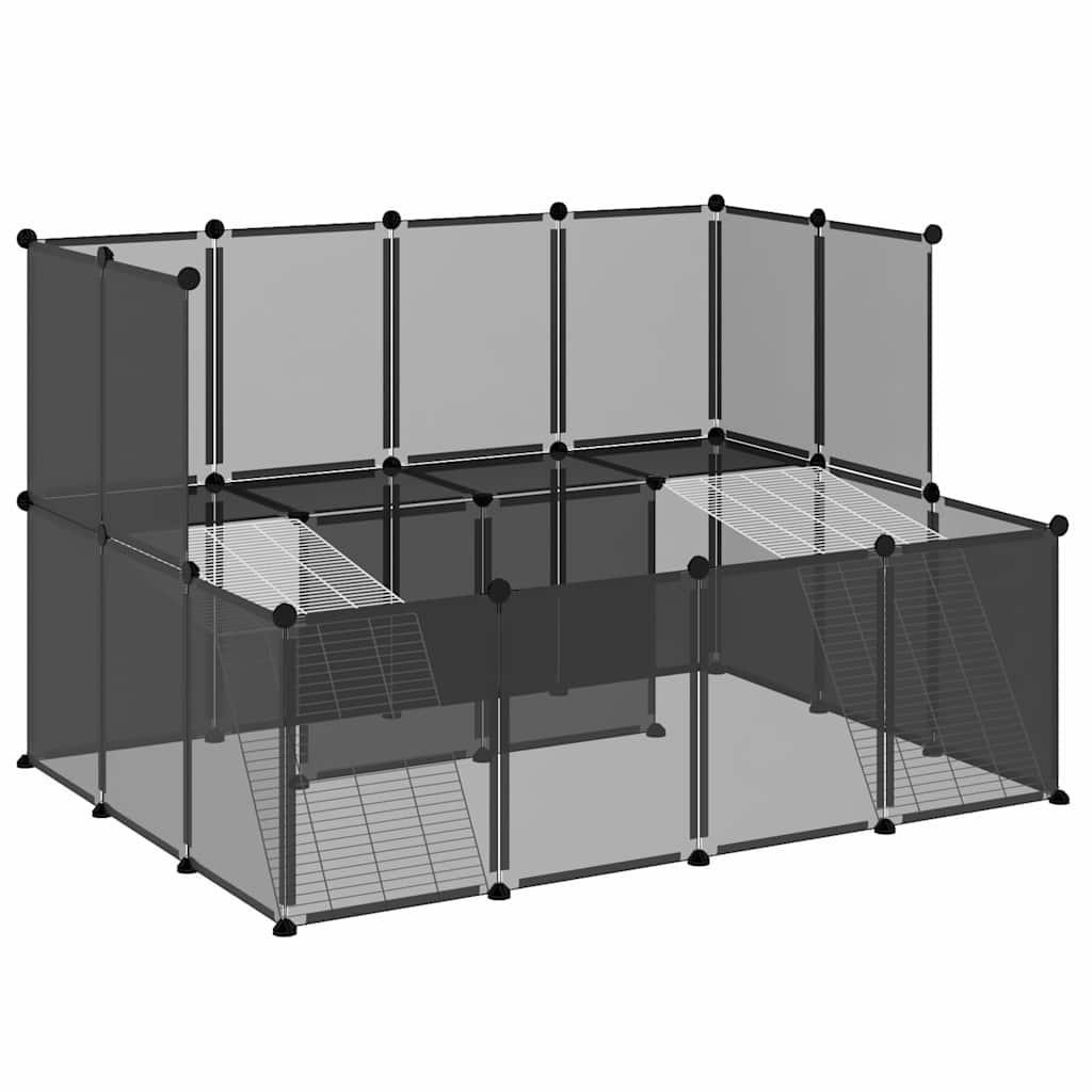 Väikelooma aedik, must, 143 x 107 x 93 cm, PP ja teras