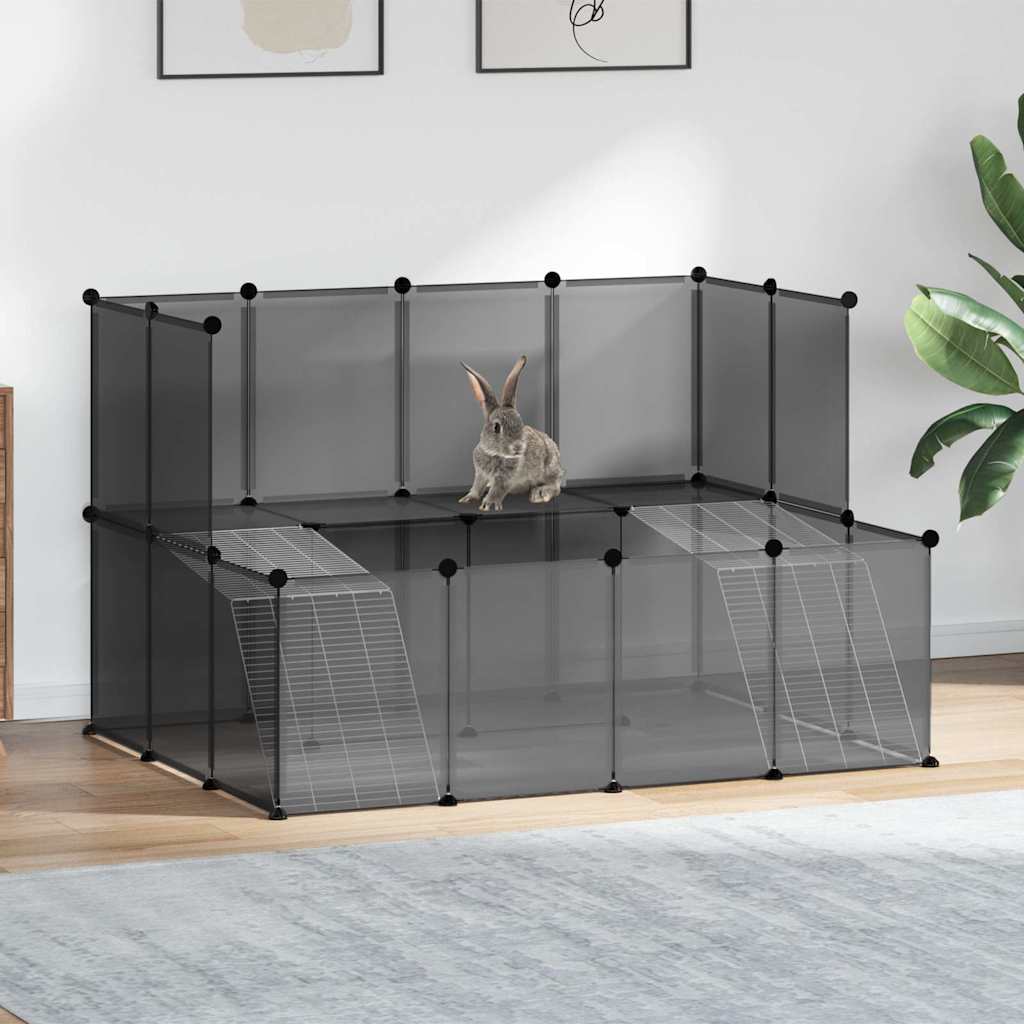 Väikelooma aedik, must, 143 x 107 x 93 cm, PP ja teras
