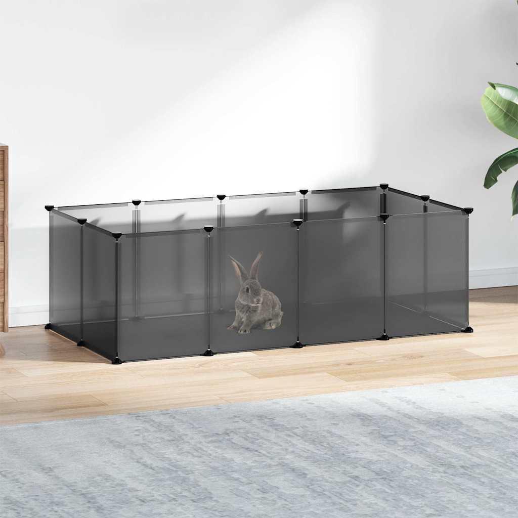 Väikelooma aedik must, 144 x 74 x 46,5 cm, PP ja teras