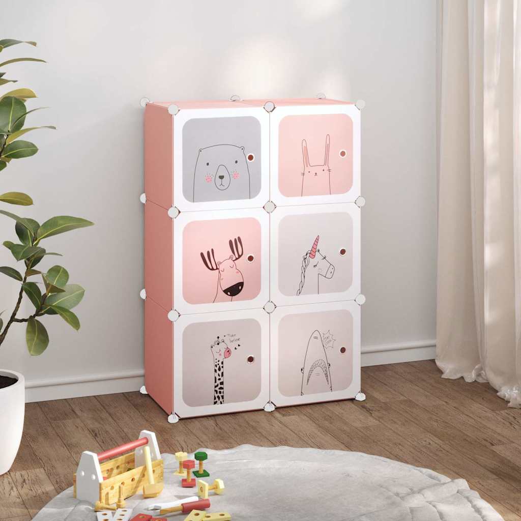 Hoiukuubikute kapp lastele, 6 kuubikut, roosa PP