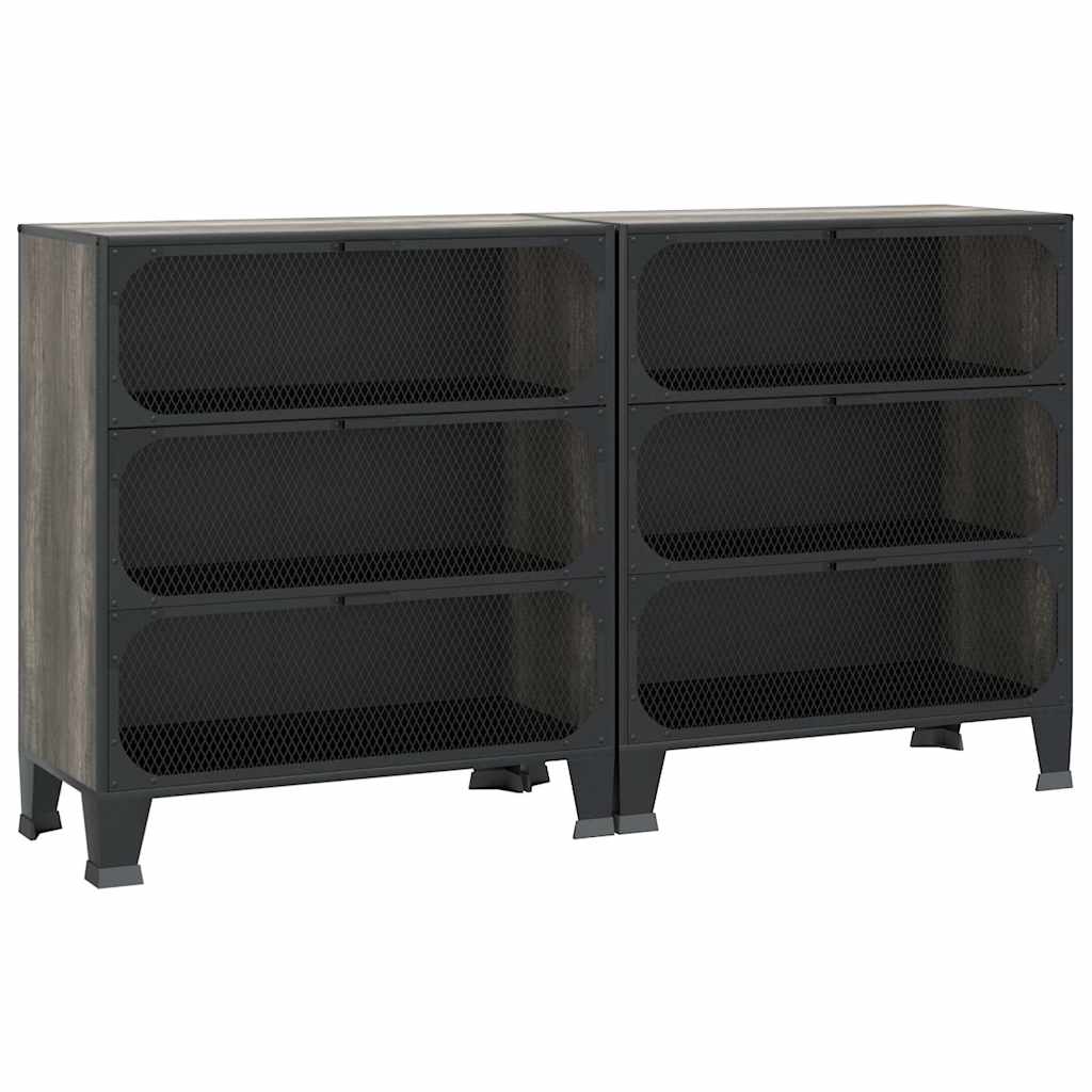 Hoiukapp 2 tk, hall, 72 x 36 x 82 cm, metall ja MDF