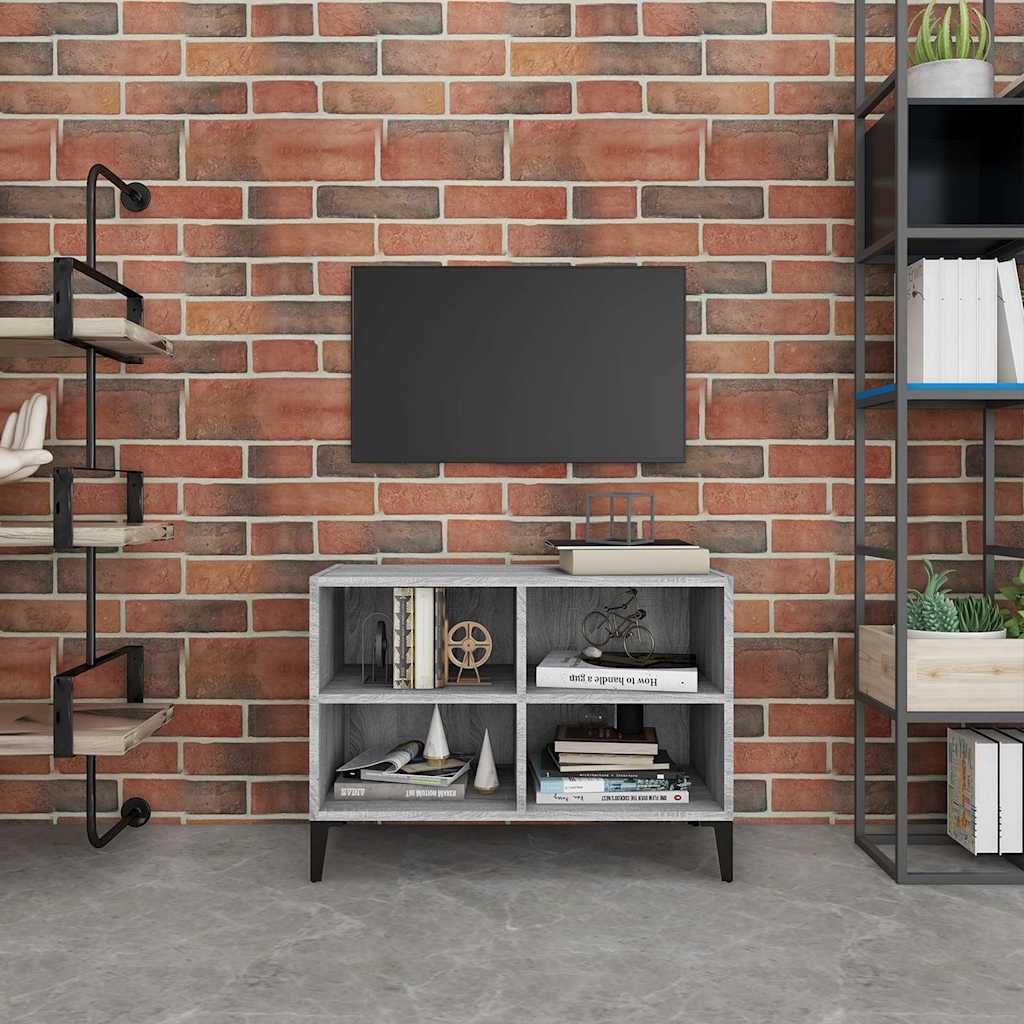 Metalljalgadega telerikapp, hall Sonoma tamm, 69,5x30x50 cm