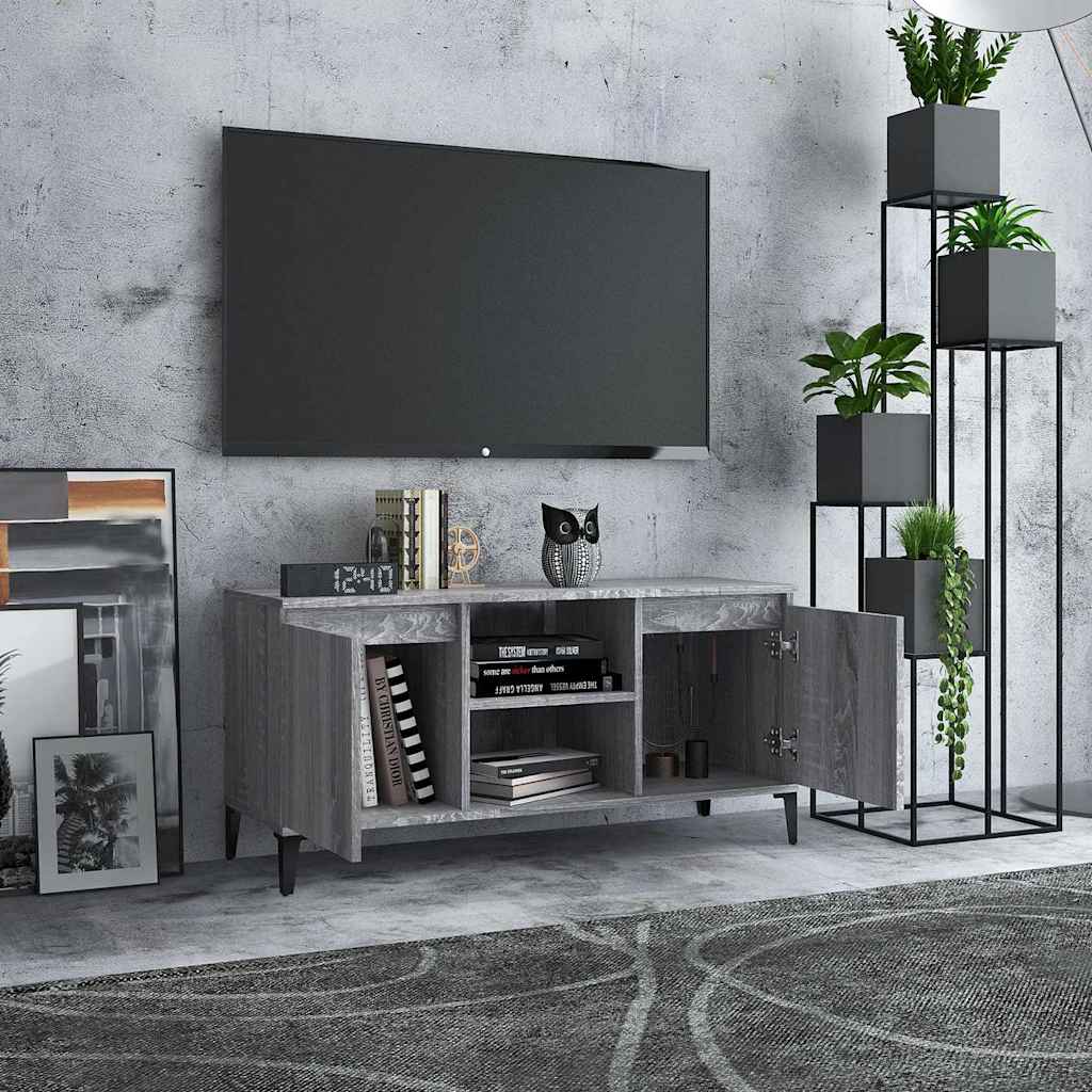 Telerikapp metalljalgadega, hall Sonoma tamm, 103,5x35x50 cm