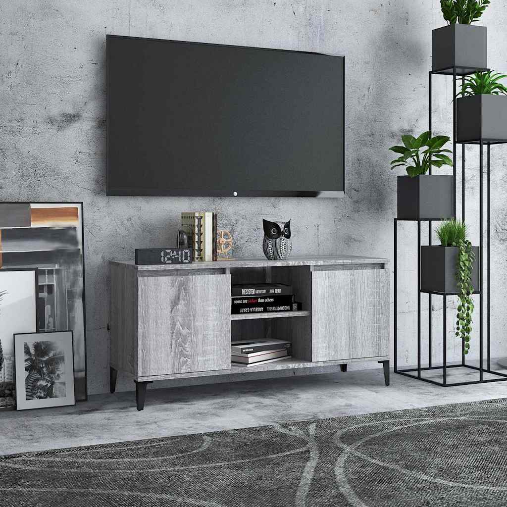 Telerikapp metalljalgadega, hall Sonoma tamm, 103,5x35x50 cm