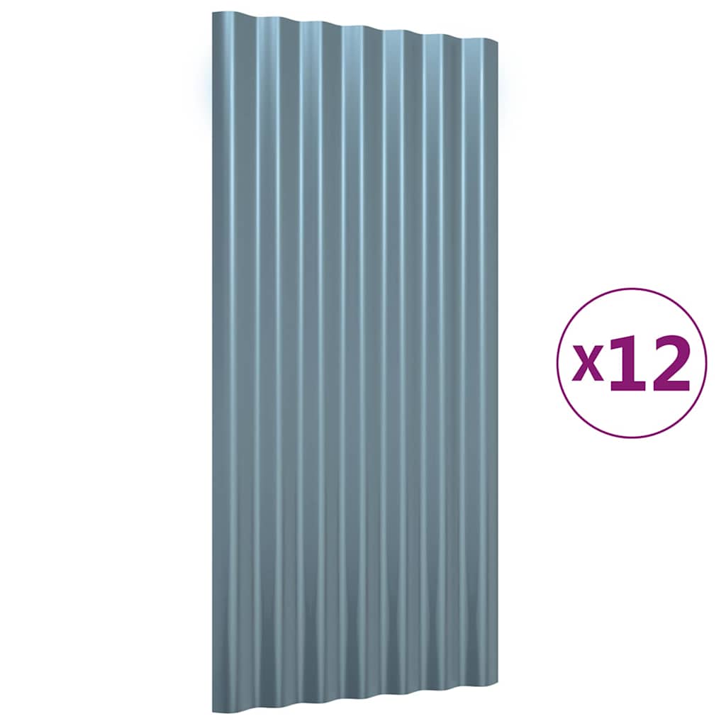 Katusepaneelid 36 tk, galvaniseeritud teras, hall, 80 x 36 cm