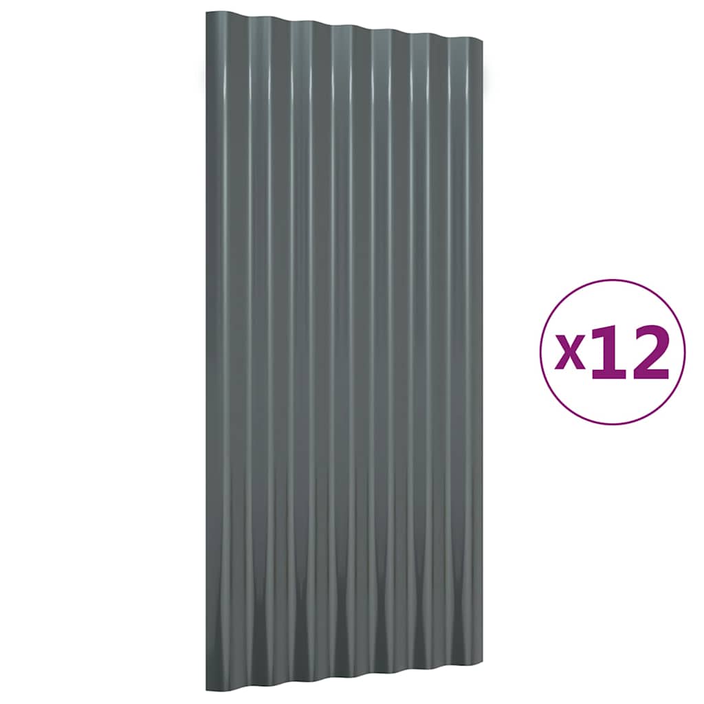 Katusepaneelid 36 tk, galvaniseeritud teras, hall, 80 x 36cm