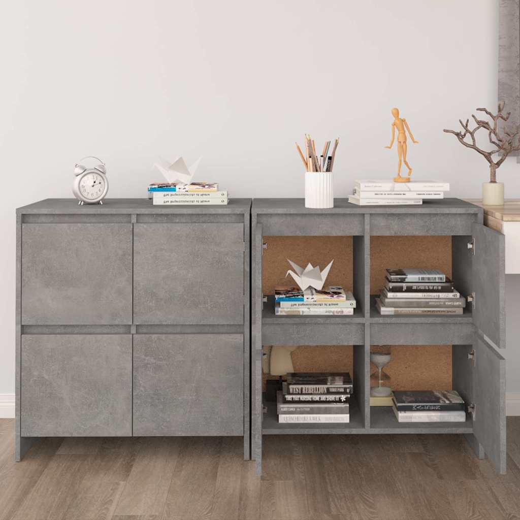 Puhvetkapp 2 tk, betoonhall, 70 x 41 x 75 cm, puitlaastplaat