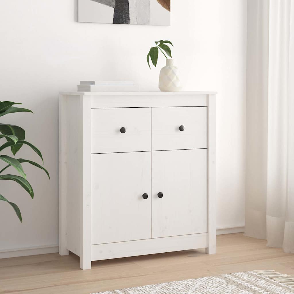 Puhvetkapp, valge, 70 x 35 x 80 cm, täismännipuit