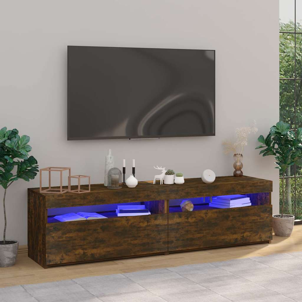 Telerialus LED-tuledega 2 tk, suitsutatud tamm, 75x35x40 cm