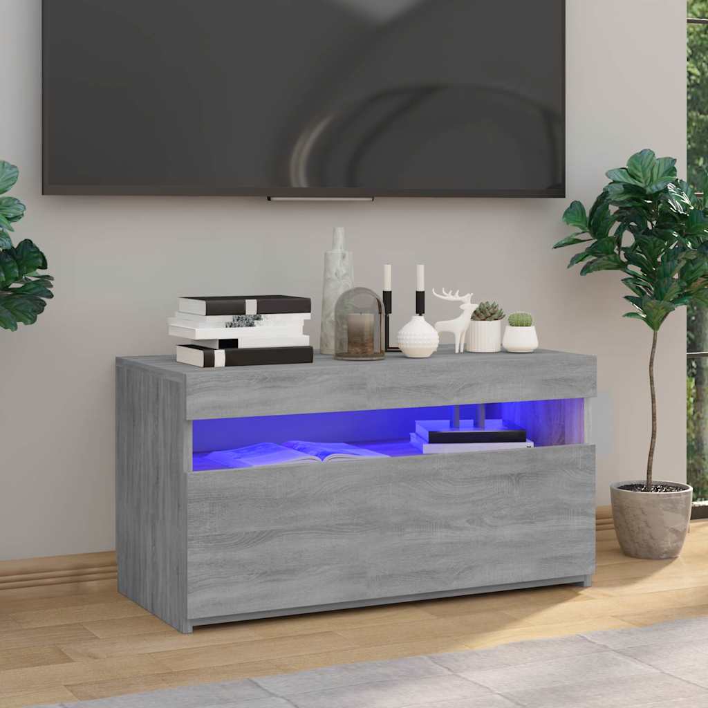 Telerialus LED-tuledega, hall Sonoma tamm, 75 x 35 x 40 cm