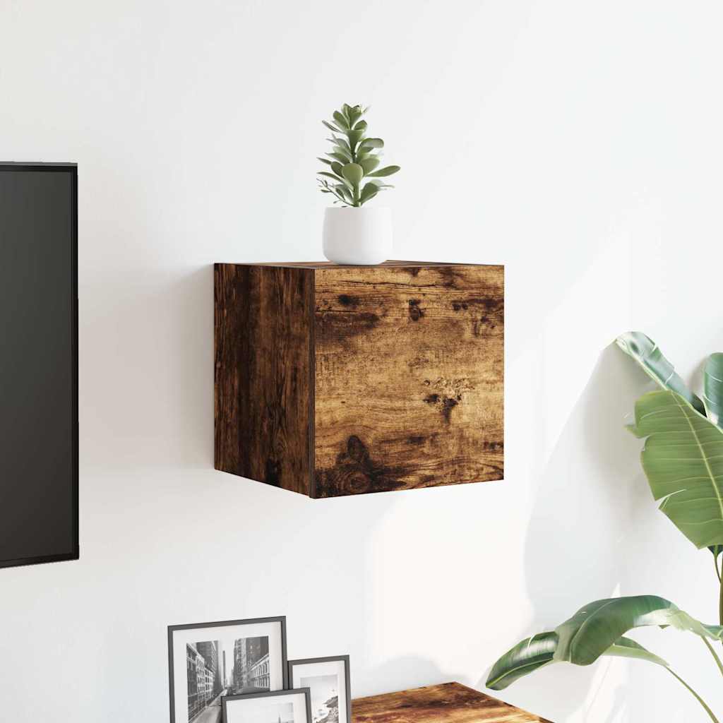 Seinale paigaldatav telerikapp, suitsutatud tamm, 30,5x30x30 cm