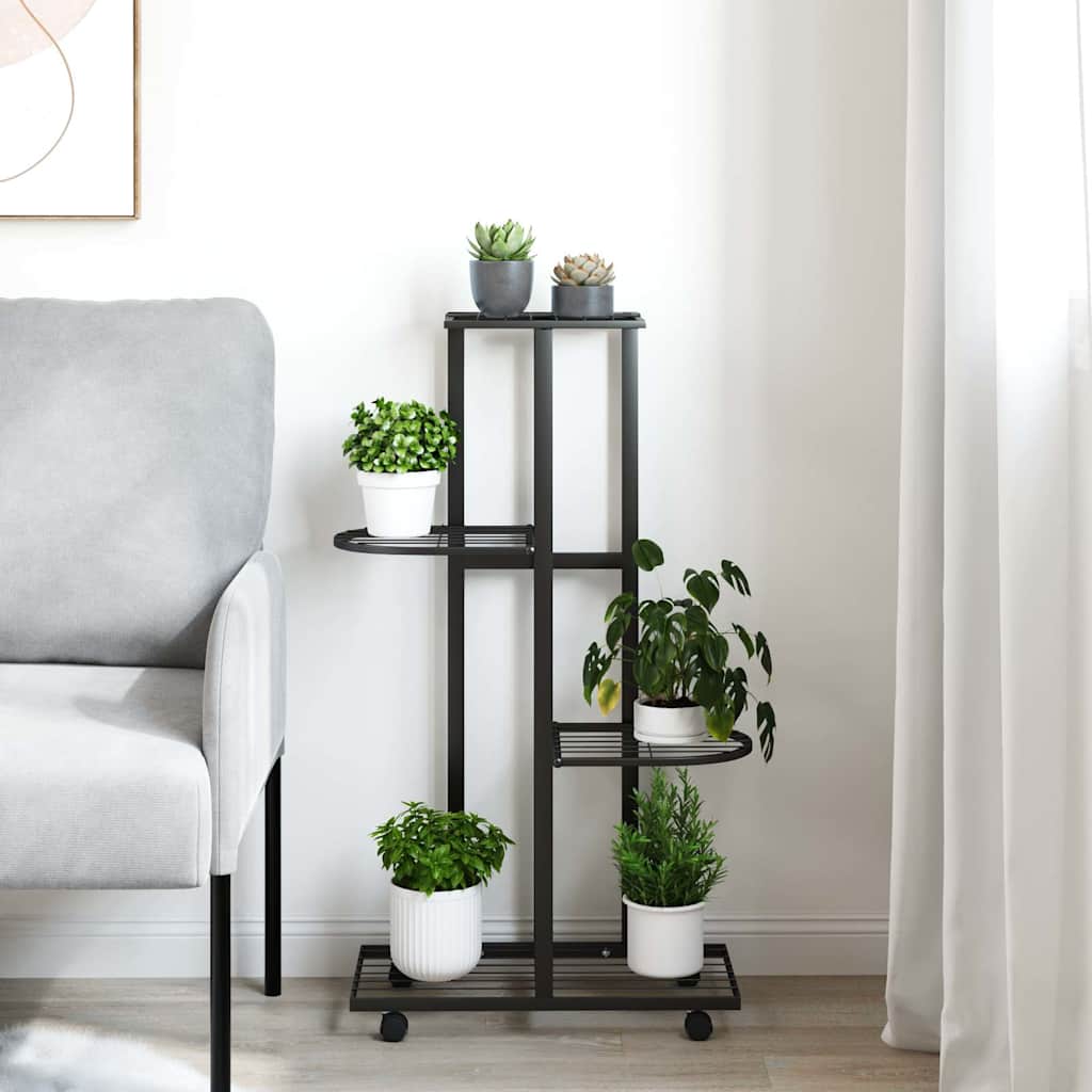 4 tasandiga lillealus ratastel 44x23x80 cm must raud