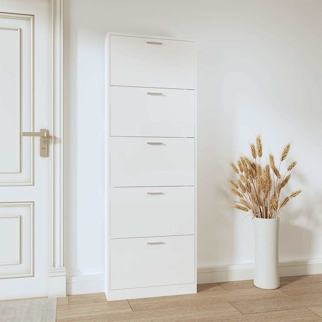 Jalatsikapp, kõrgläikega valge, 59 x 17 x 169 cm, tehispuit