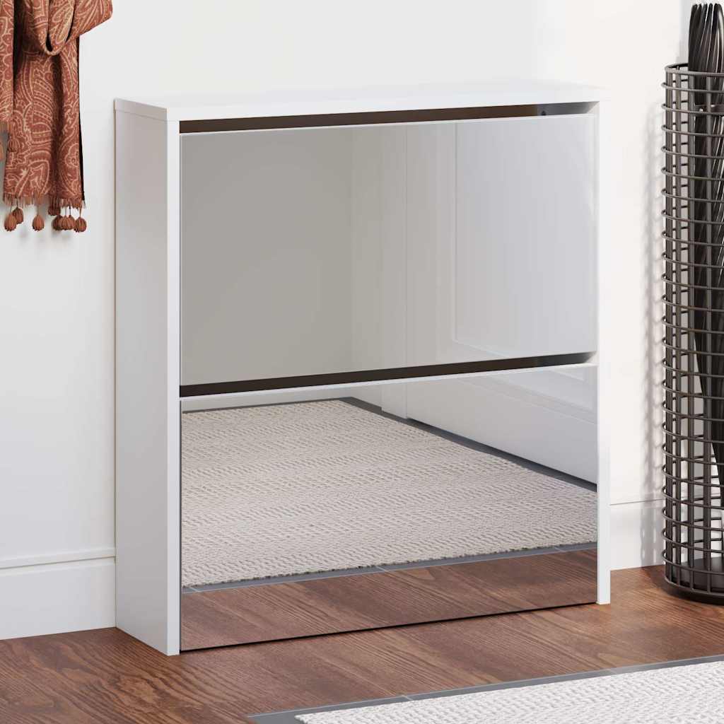 2 sahtliga kingakapp peegliga, kõrgläikega valge 63x17x67 cm