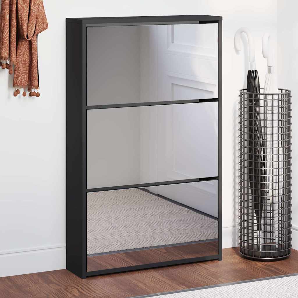 Kingakapp peegliga, 3-kihiline, must, 63 x 17 x 102,5 cm