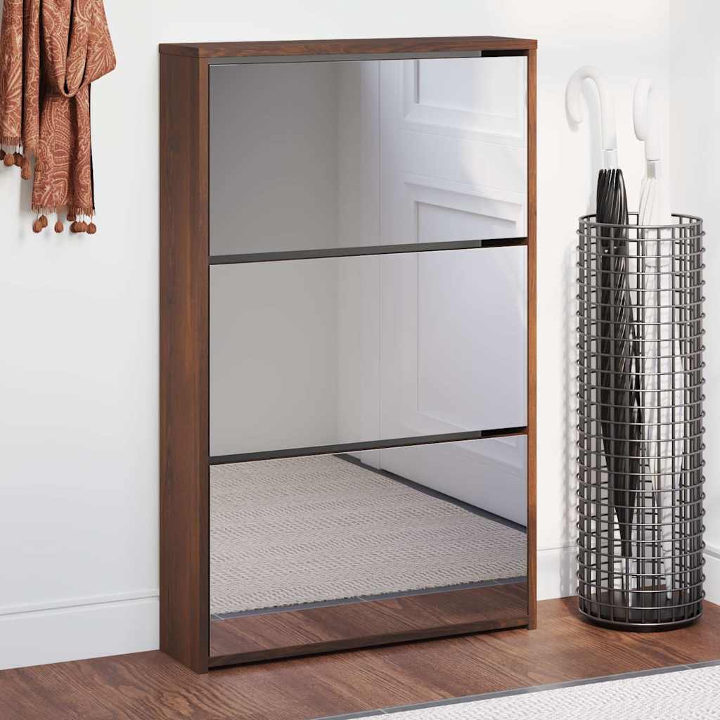 3 sahtliga kingakapp peegliga, pruun tamm, 63x17x102,5 cm