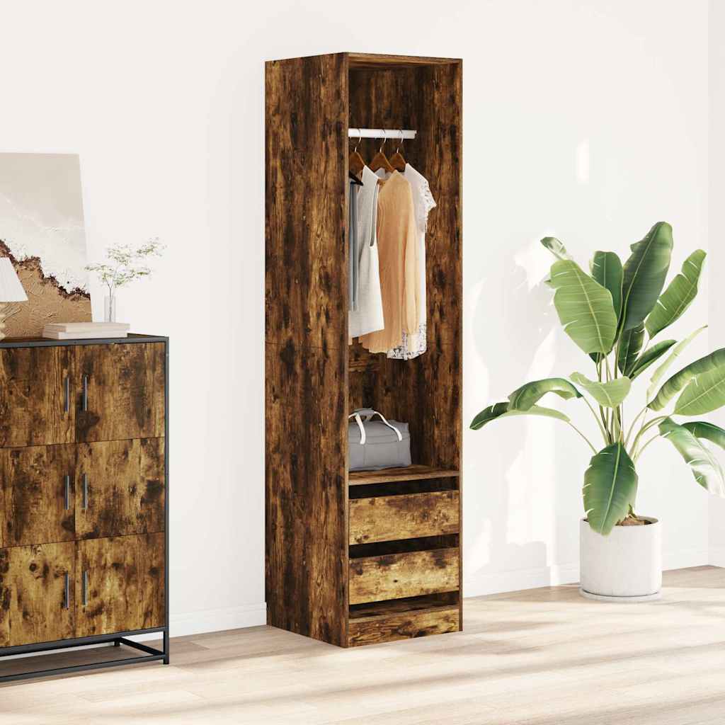 Riidekapp sahtlitega, suitsutatud tamm 50x50x200 cm tehispuit