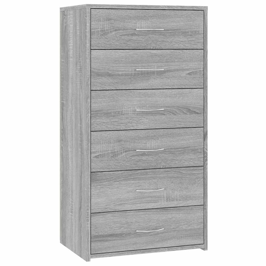 Puhvetkapp 6 sahtliga, hall Sonoma tamm, 50x34x96 cm, tehispuit