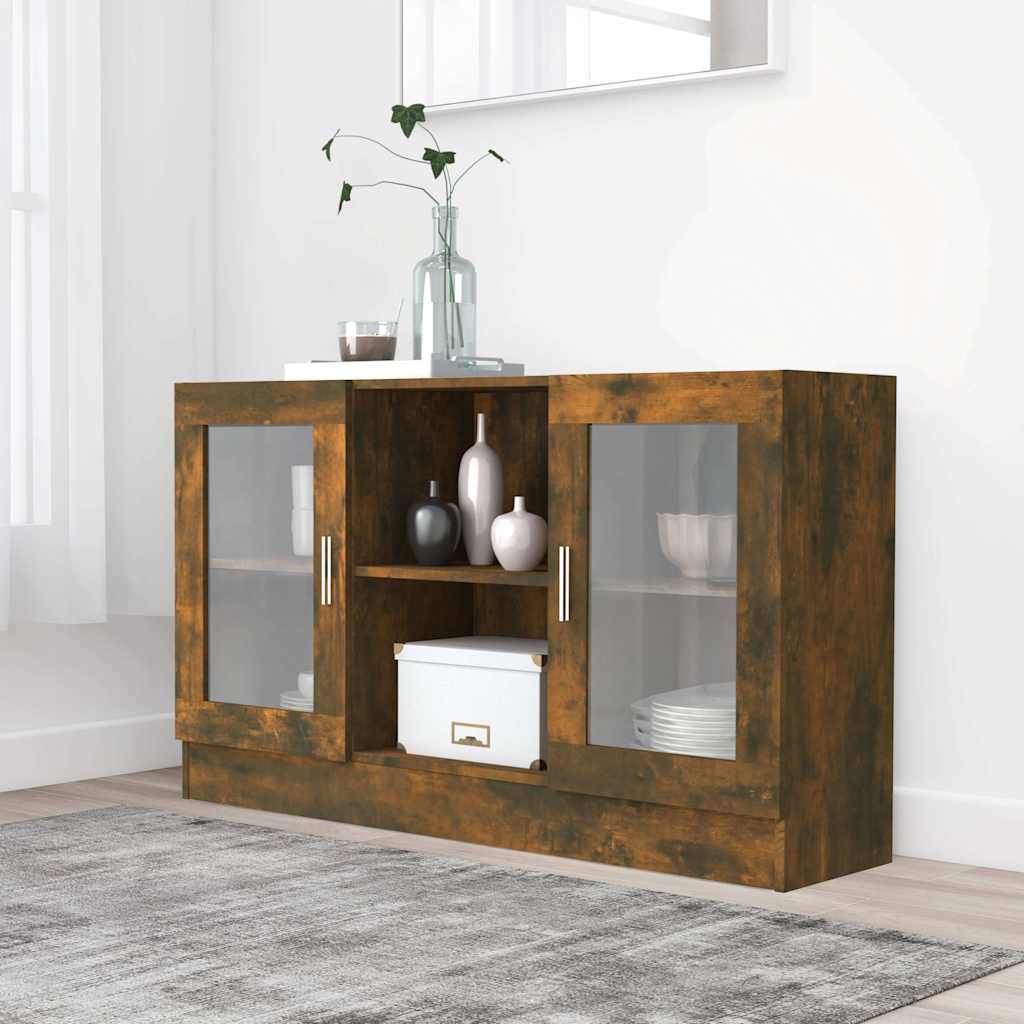 Vitriinkapp, suitsutatud tamm, 120 x 30,5 x 70 cm, tehispuit