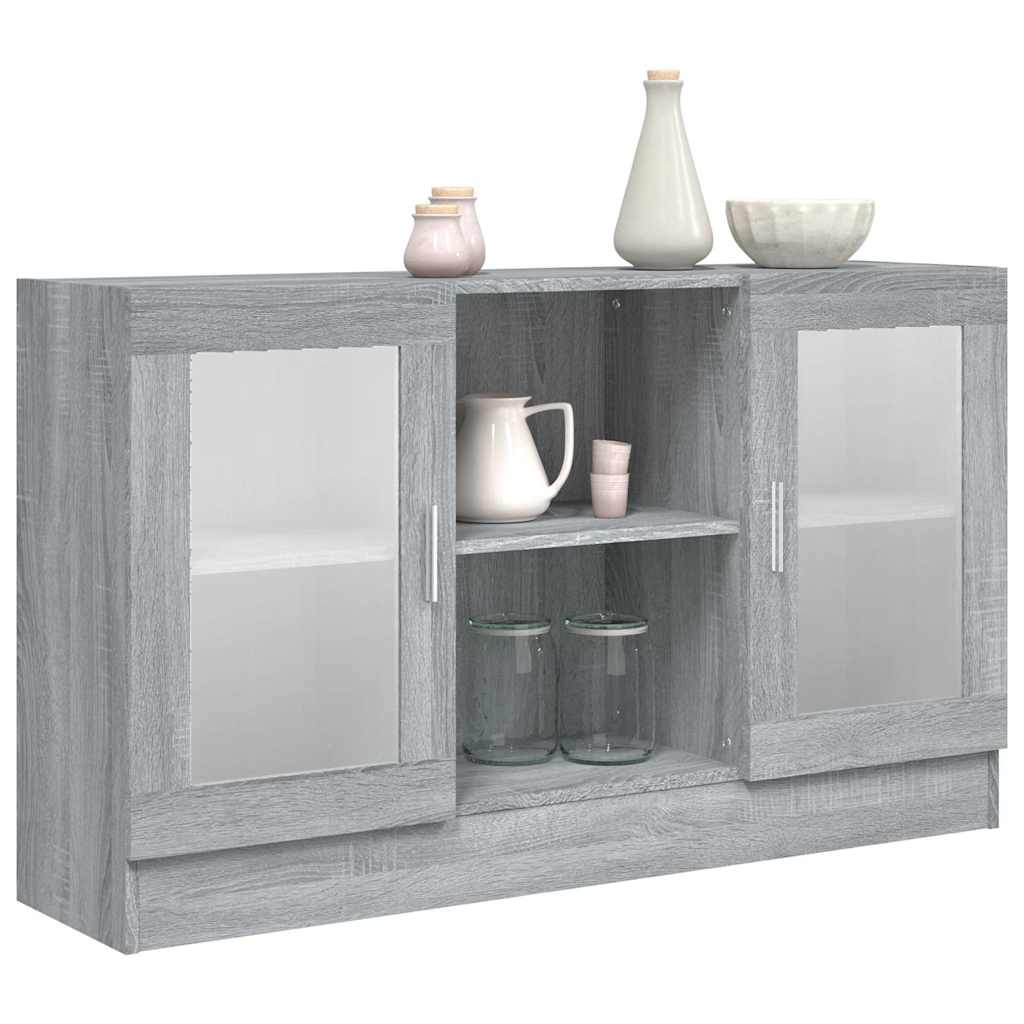 Vitriinkapp, hall Sonoma tamm, 120 x 30,5 x 70 cm, tehispuit