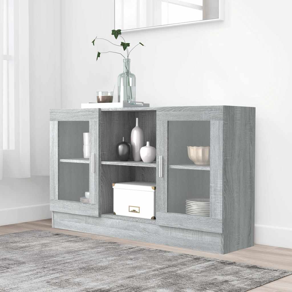 Vitriinkapp, hall Sonoma tamm, 120 x 30,5 x 70 cm, tehispuit