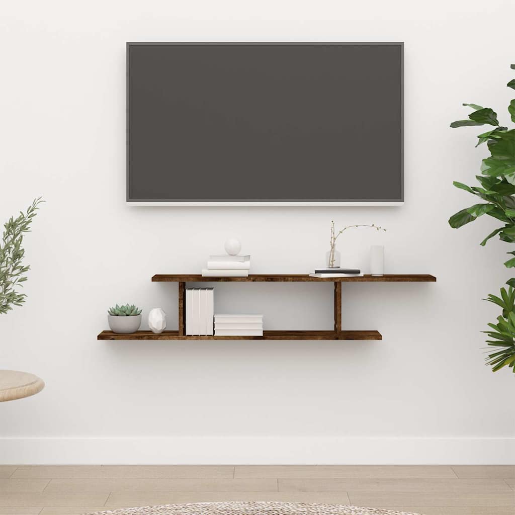 Seinale kinnitatav teleririiul, suitsutatud tamm, 125x18x23 cm
