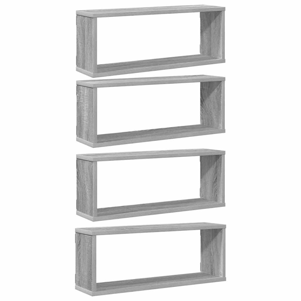 Seina kuubikriiulid 4 tk hall Sonoma tamm 60x15x23 cm tehispuit