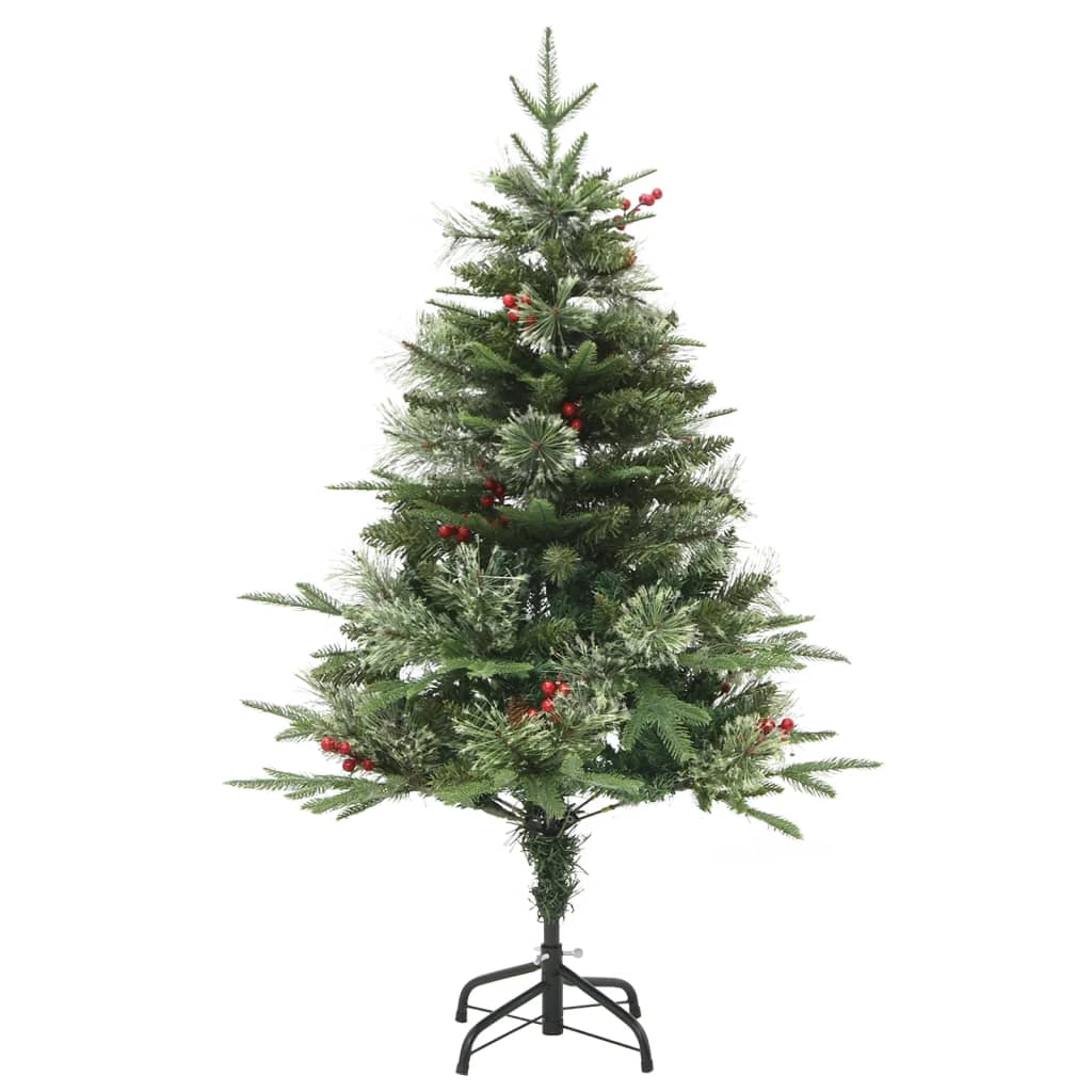 Valgustatud jõulukuusk männikäbidega, roheline, 120 cm, PVC&PE