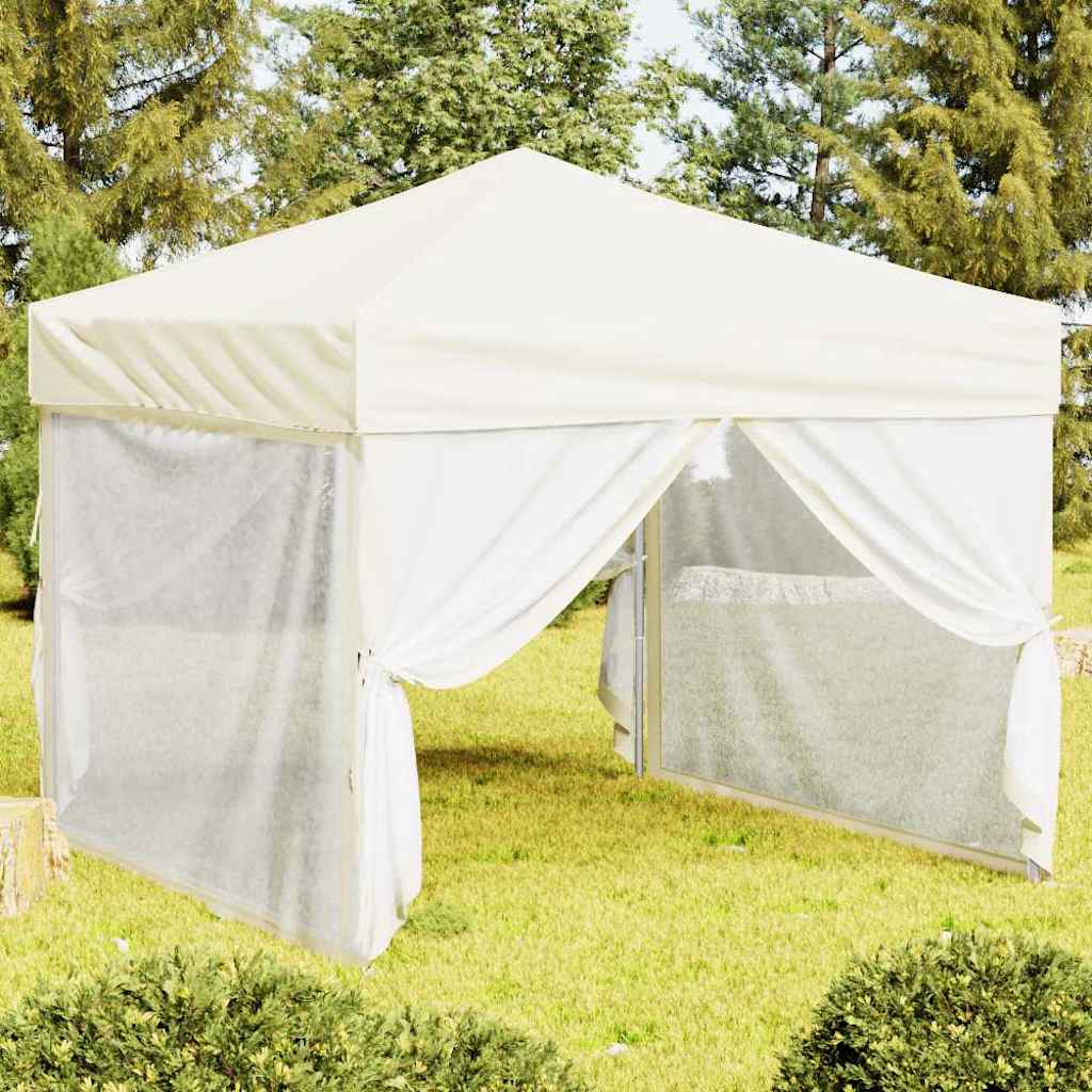 Kokkupandav peotelk seintega, kreemjas, 3 x 3 m