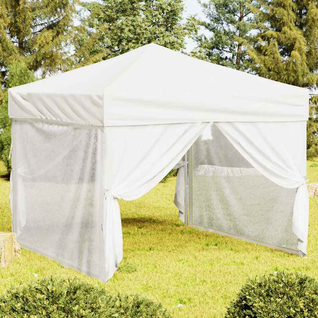 Kokkupandav peotelk seintega, valge, 3 x 3 m