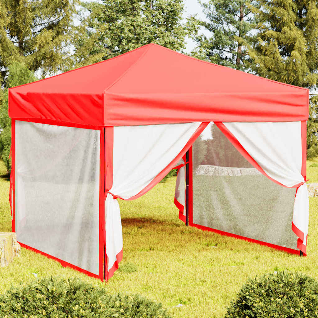 Kokkupandav peotelk seintega, punane, 3 x 3 m