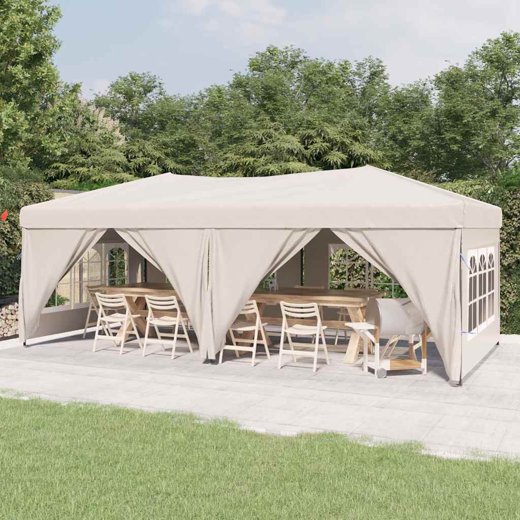 Kokkupandav peotelk külgseintega, kreemjas, 3 x 6 m