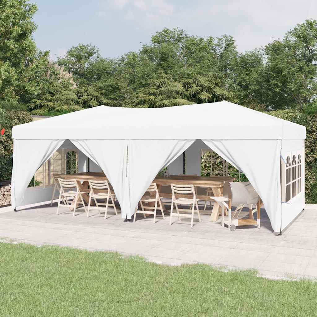 Kokkupandav peotelk külgseintega, valge, 3 x 6 m