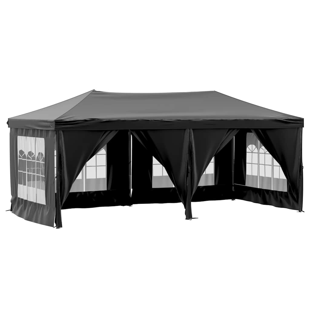 Kokkupandav peotelk külgseintega, must, 3 x 6 m