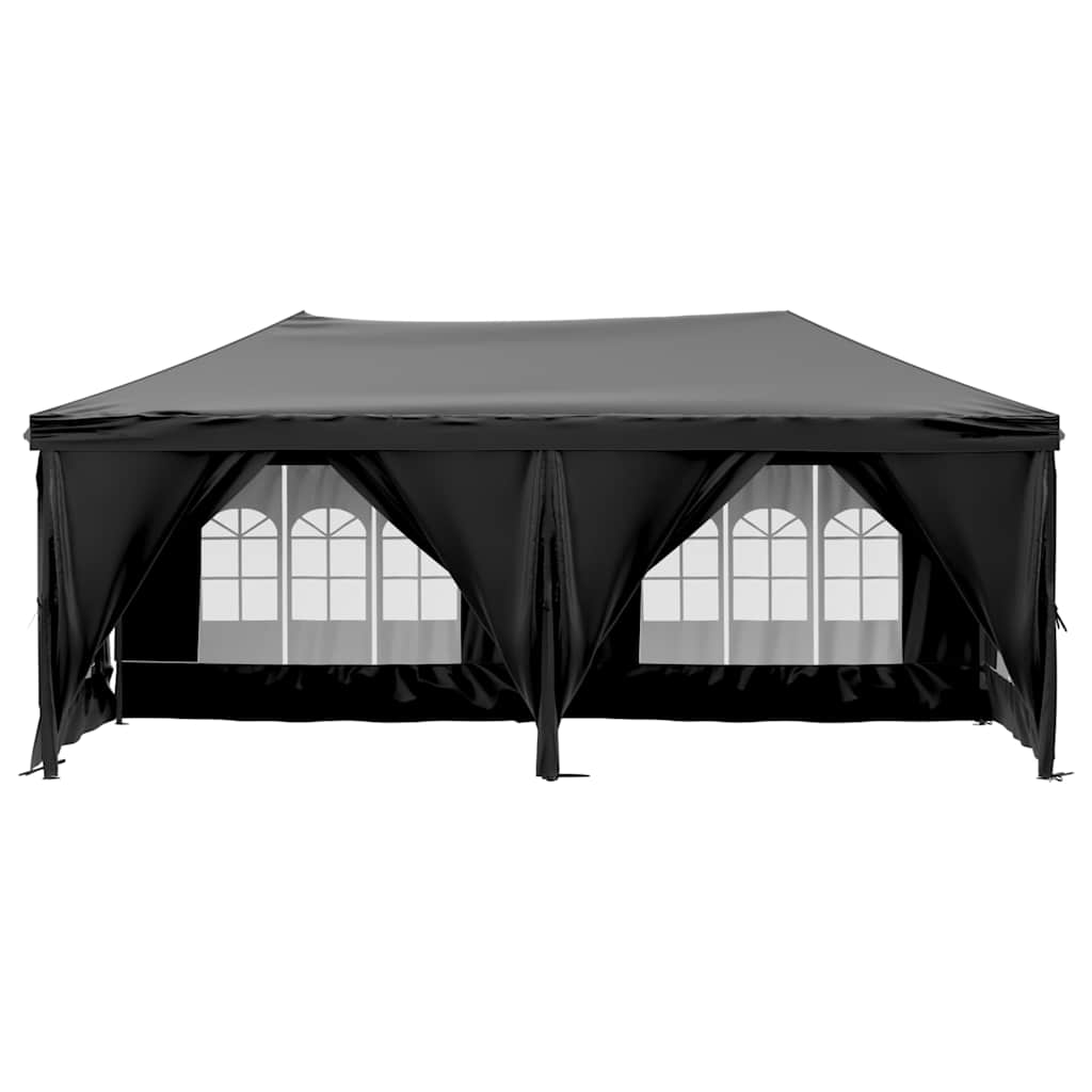 Kokkupandav peotelk külgseintega, must, 3 x 6 m
