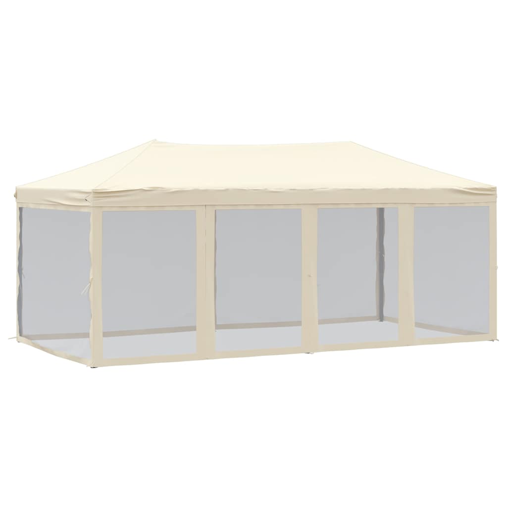 Kokkupandav peotelk seintega, kreemjas, 3 x 6 m