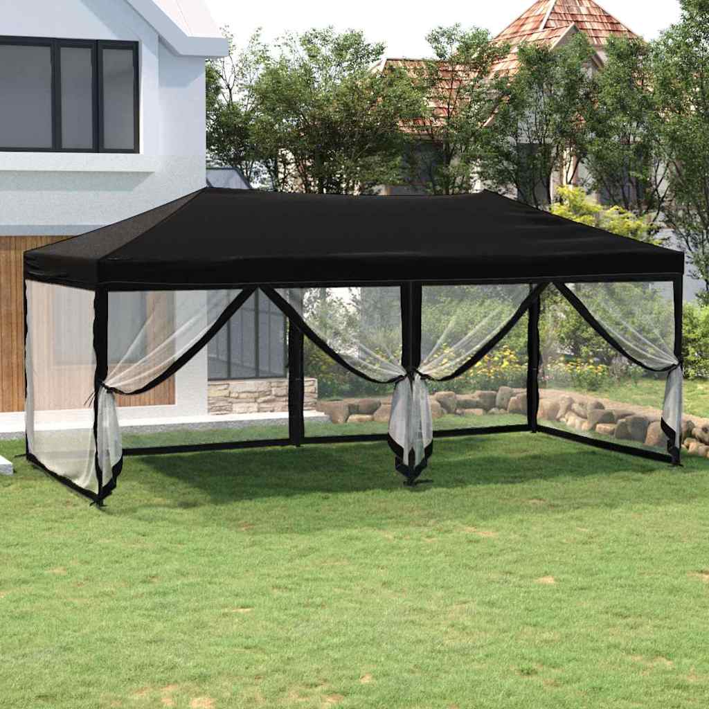 Kokkupandav peotelk seintega, must, 3 x 6 m