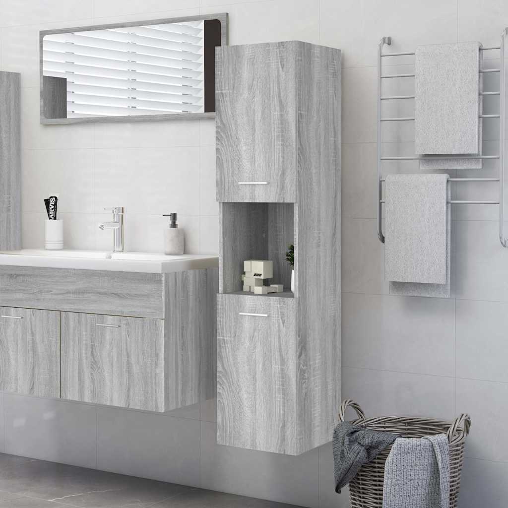Vannitoakapp, hall Sonoma tamm, 30x30x130 cm, tehispuit