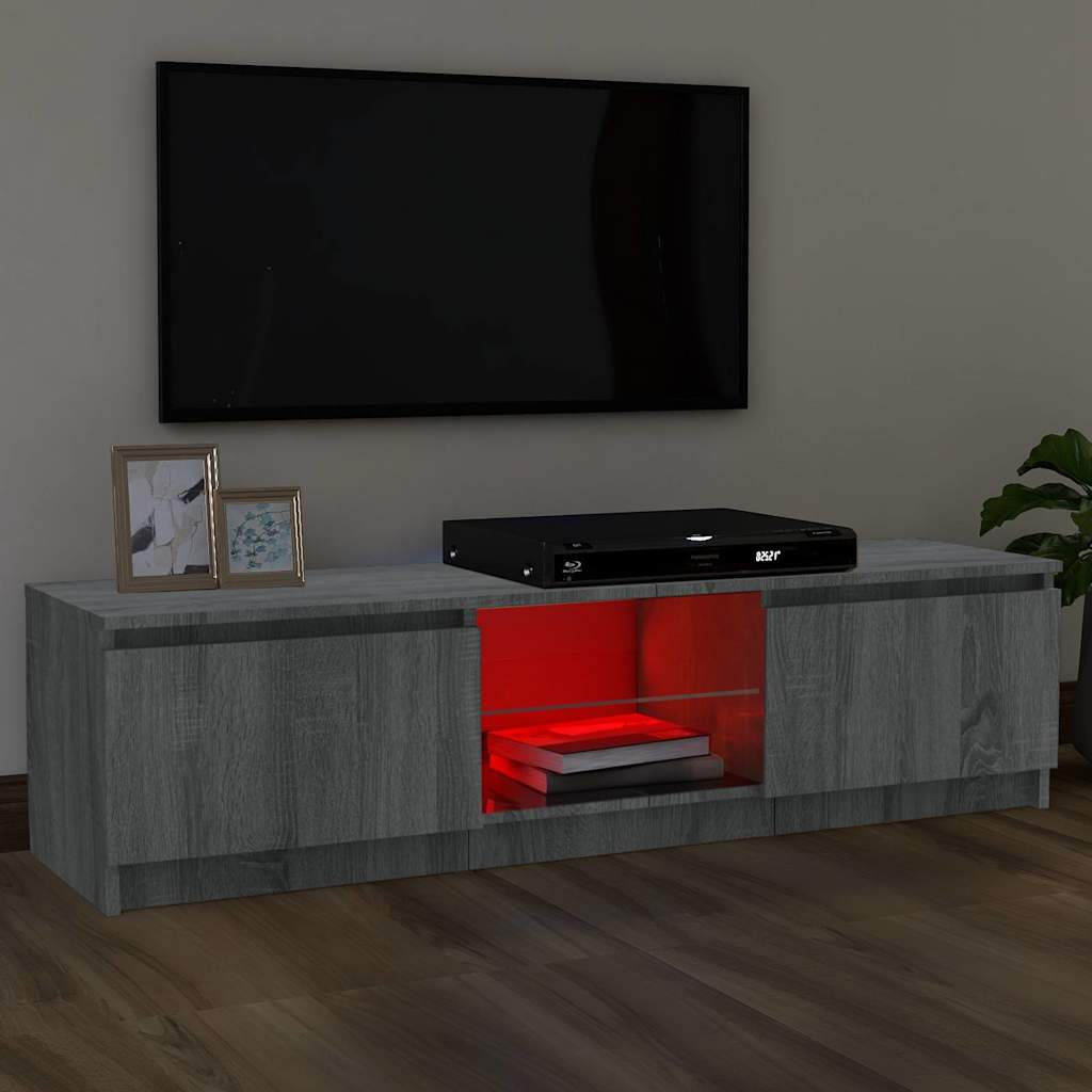 Telerialus LED-tuledega, hall Sonoma tamm, 120 x 30 x 36 cm
