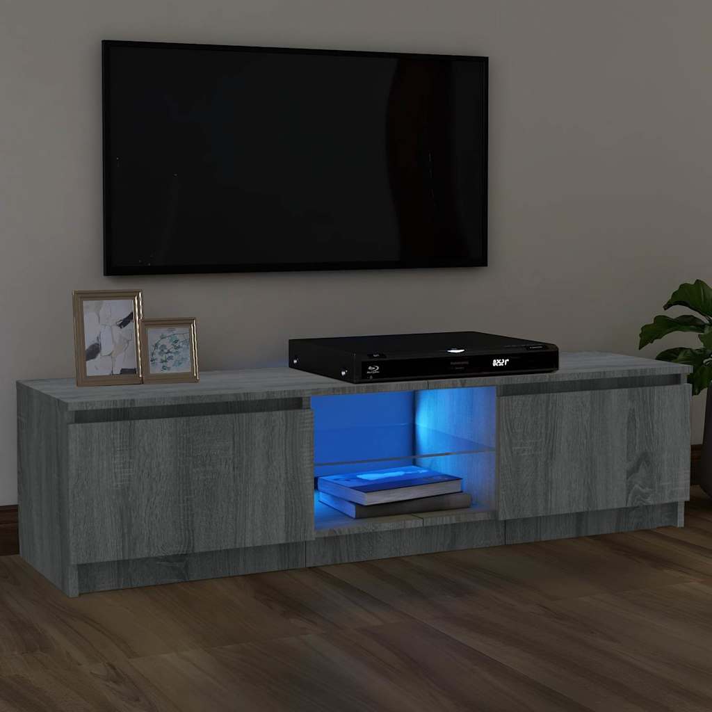 Telerialus LED-tuledega, hall Sonoma tamm, 120 x 30 x 36 cm