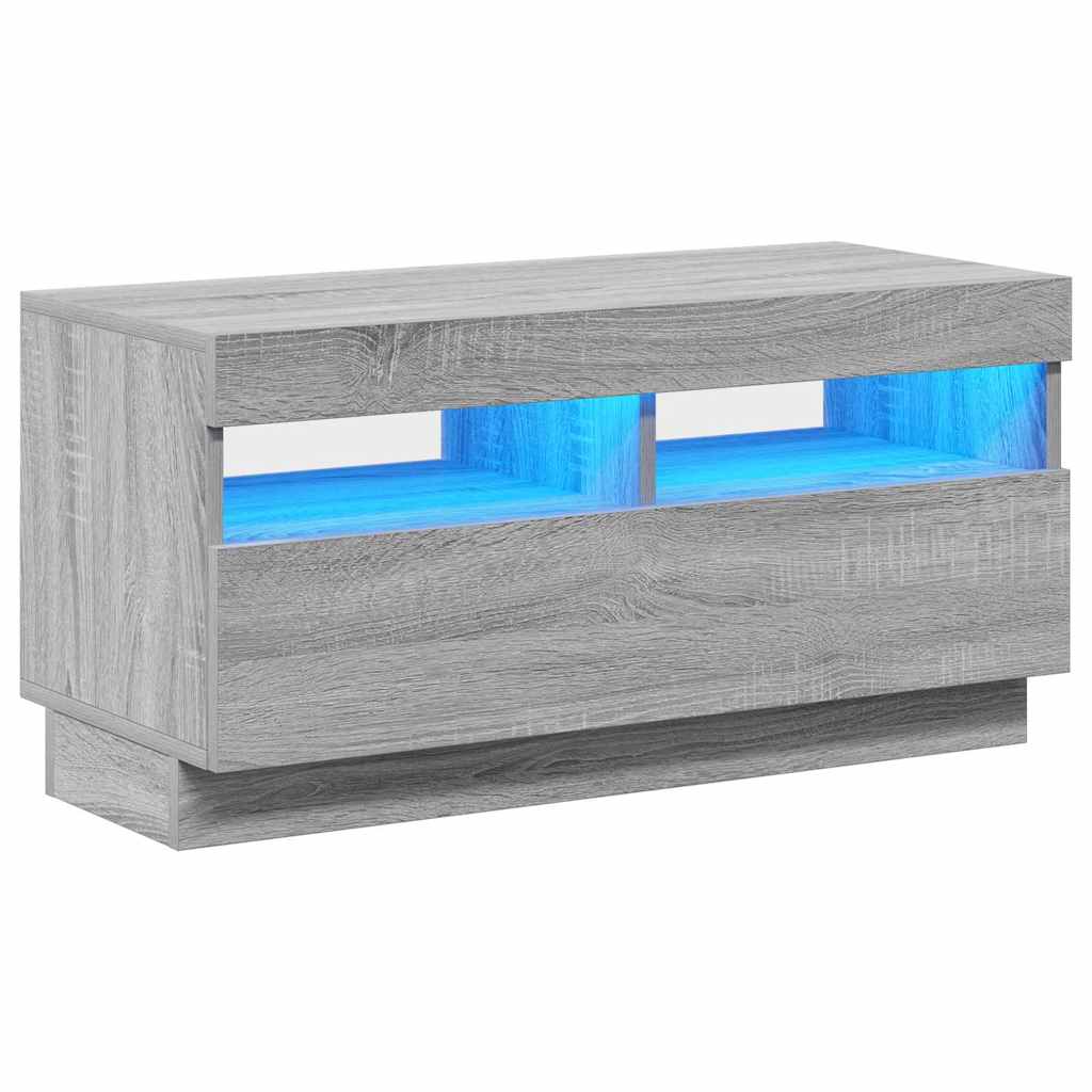 Telerikapp LED-tuledega, hall Sonoma tamm, 80 x 35 x 40 cm