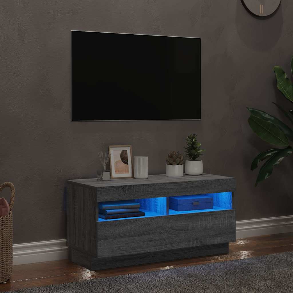 Telerikapp LED-tuledega, hall Sonoma tamm, 80 x 35 x 40 cm