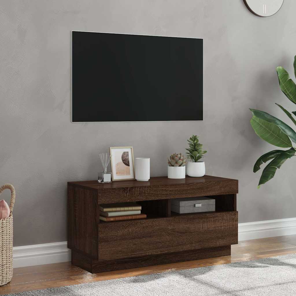 Telerikapp LED-tuledega, pruun tamm, 80 x 35 x 40 cm