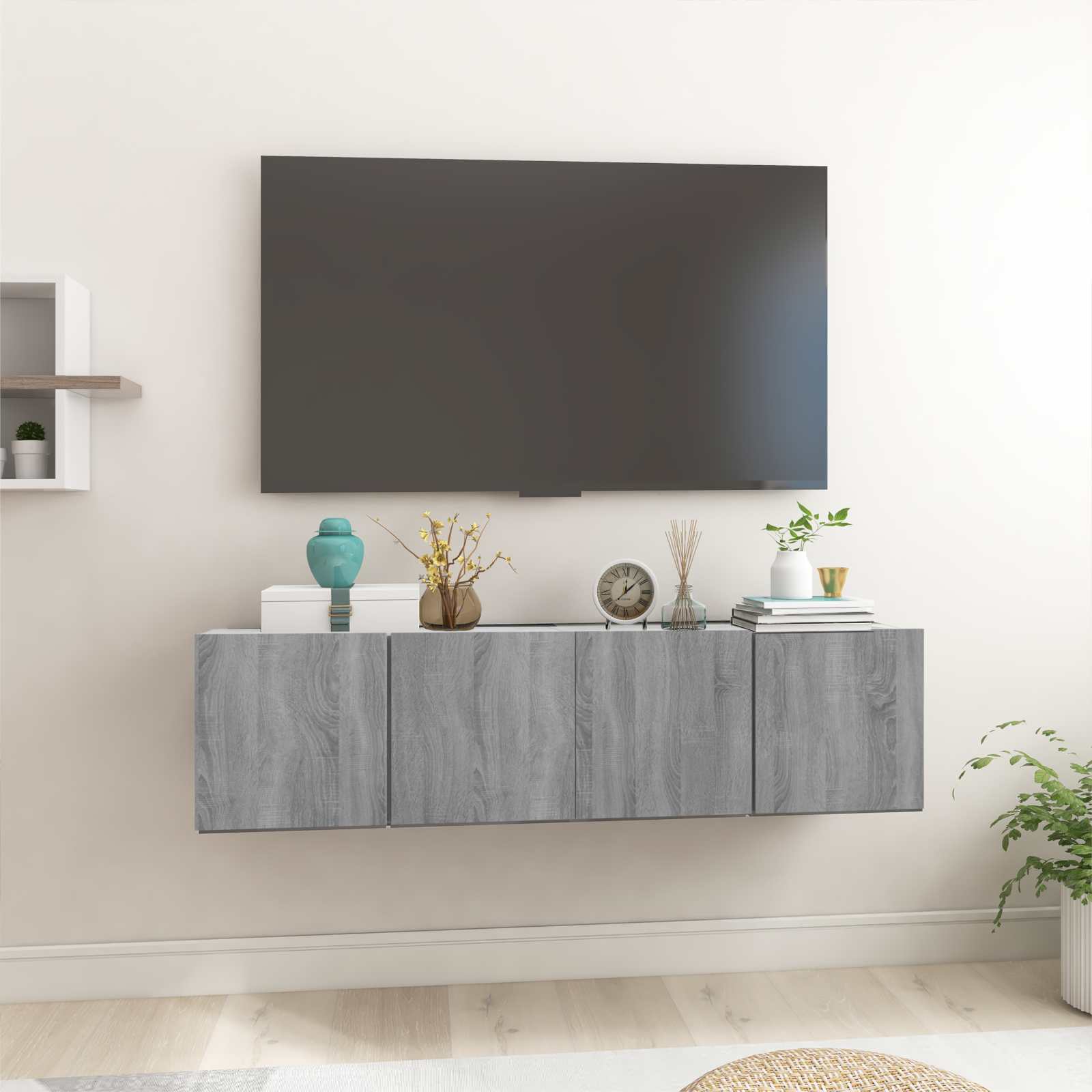 Seina telerikapp, hall Sonoma tamm, 2 tk, 60x30x30 cm tehispuit