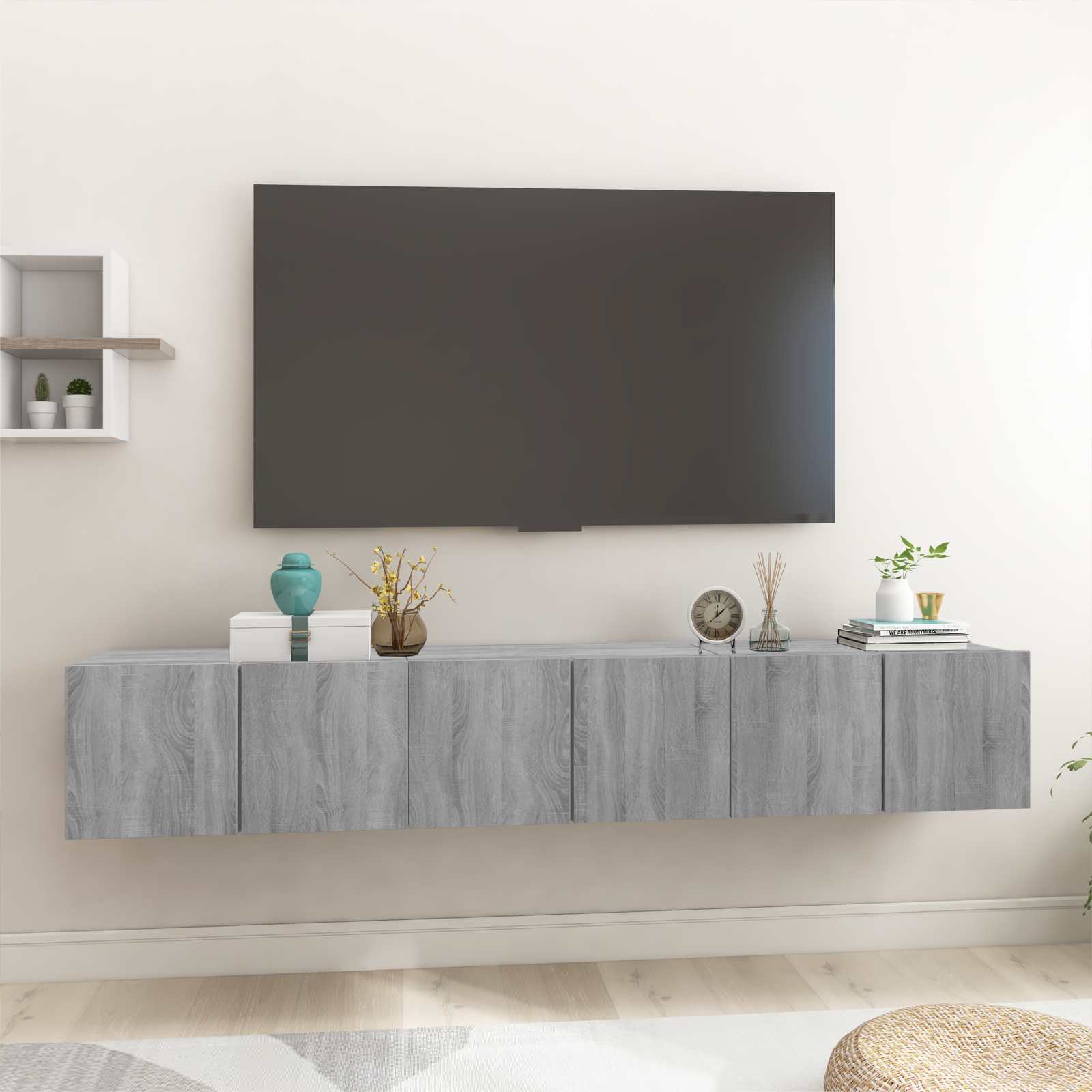 Seina telerikapp, hall Sonoma tamm, 3 tk, 60x30x30 cm tehispuit