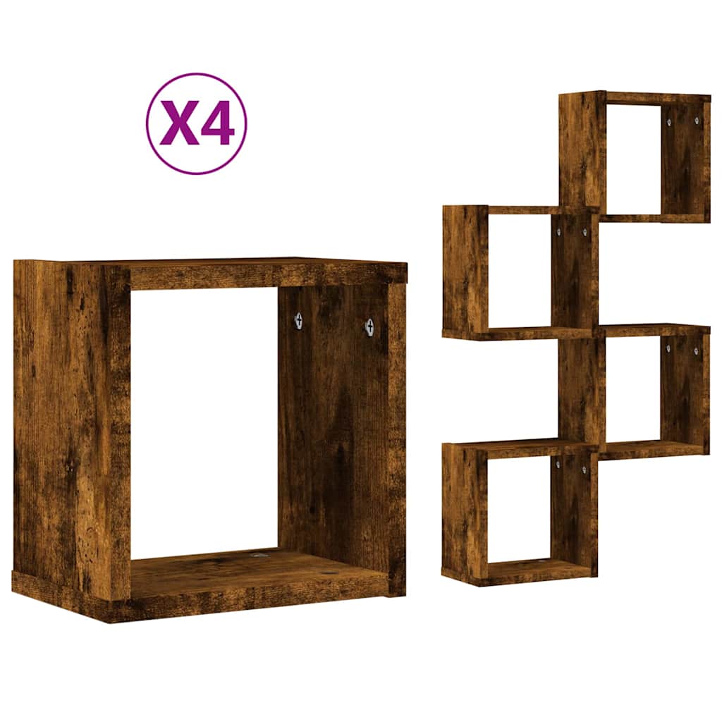 Seinakarbid 4 tk Suitsetatud tamm 26 x 15 x 26 cm Tehispuit