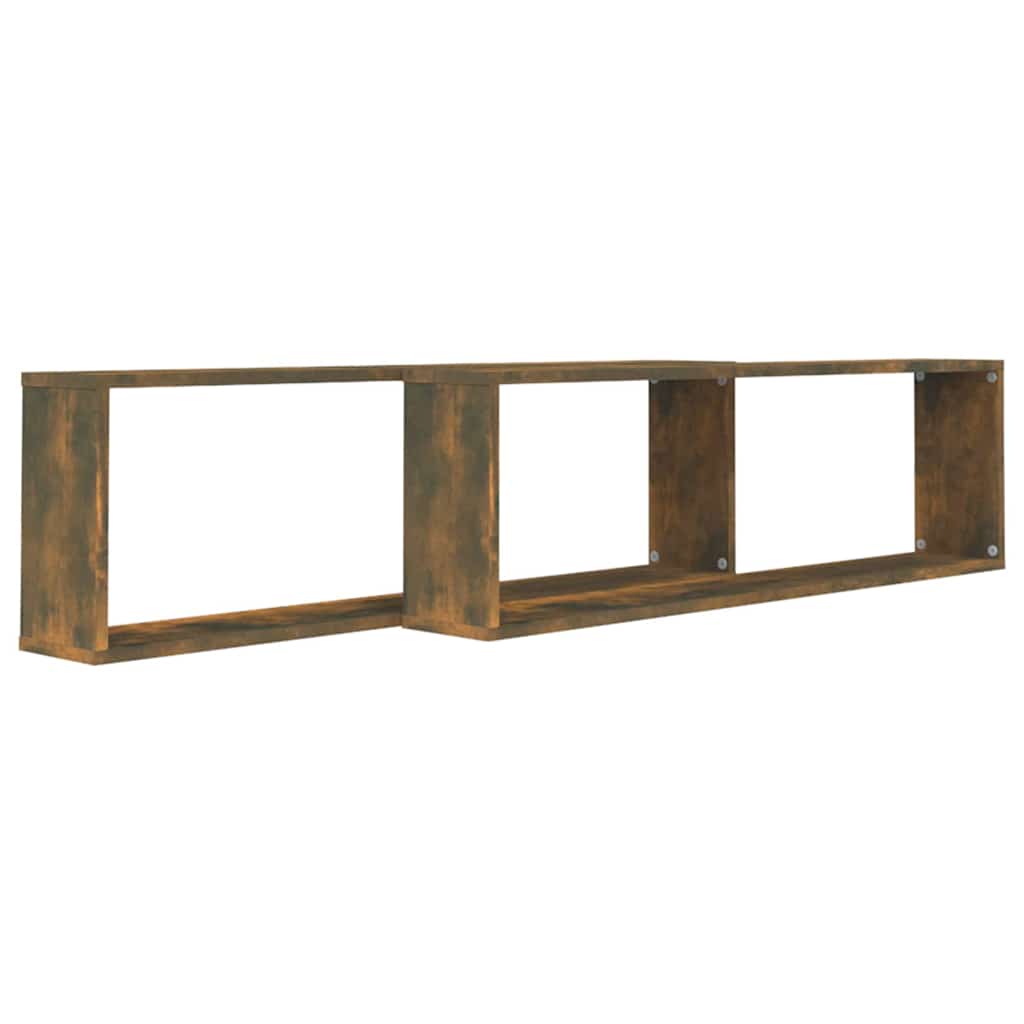 Seina kuubikriiulid 2 tk, suitsutatud tamm, 100 x 15 x 30 cm