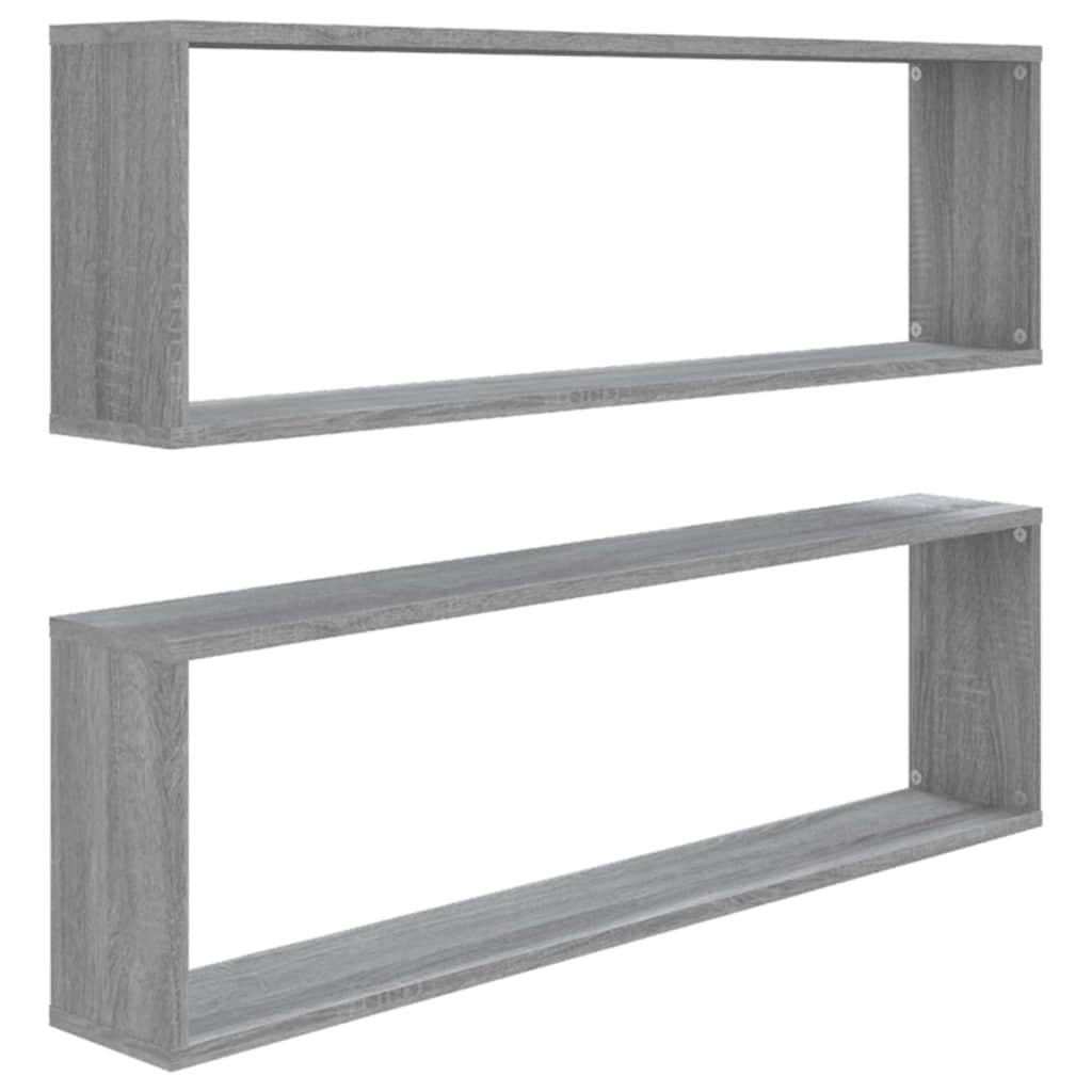 Seina kuubikriiulid 2, hall Sonoma tamm, 100x15x30 cm tehispuit